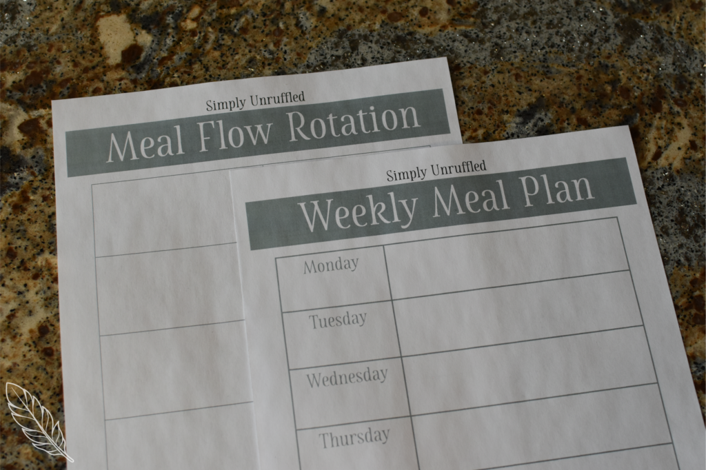 Simply Unruffled Free Printable Meal Flow Rotation and Weekly Meal Planner, Blank, Ready to Fill-in